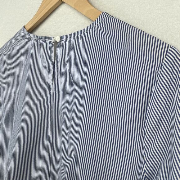 BEACH LUNCH LOUNGE Top S Striped Bell Sleeve Minimalist Collection Cotton Blue - Picture 6 of 13